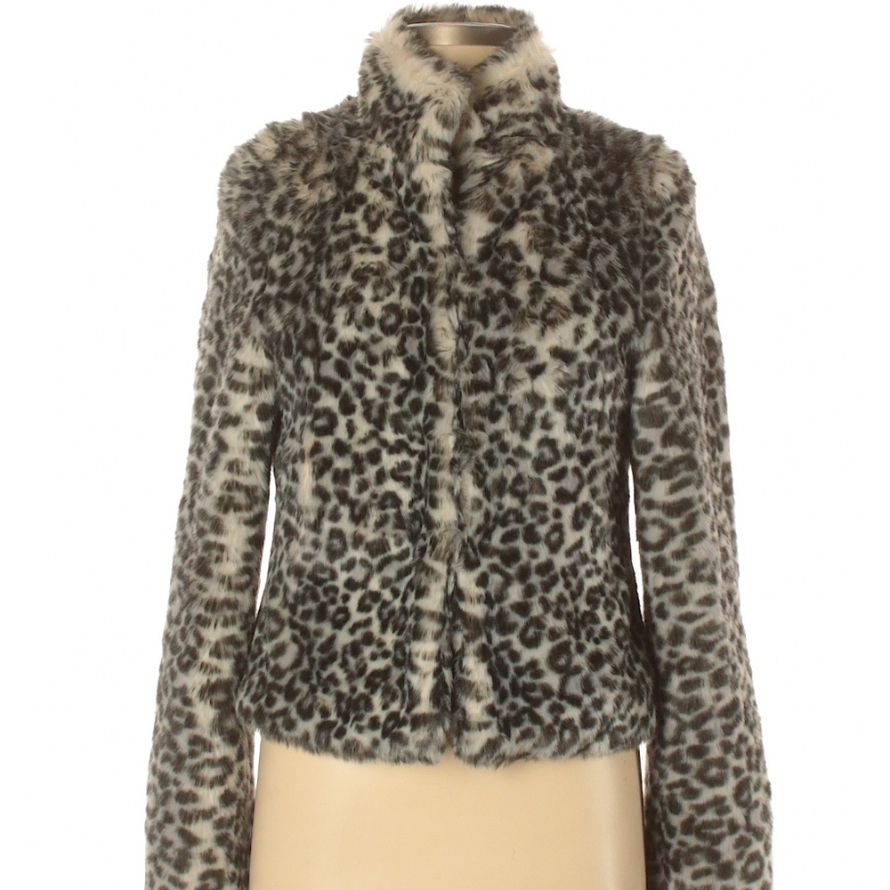 H & M animal print faux fur jacket